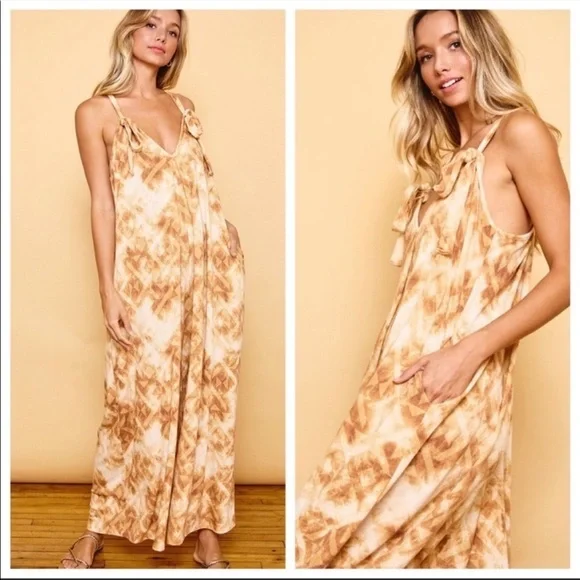 Tie Dye Boho Wide Leg Jumpsuit - Picture 3 of 5